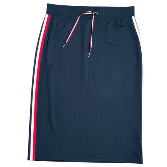 Tommy Hilfiger Women's Pencil Skirt Blue Midi Knit Stretch Size Large EUC - Picture 1 of 8